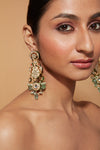 Gold Plated Kundan With Bead Drop Dangle Earrings