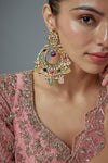 Saadgi Gold Plated Multicolored Kundan, Polki Womens Pair of Danglers Earrings