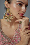 Saadgi Gold Plated Multicolored Kundan, Polki Womens Pair of Danglers Earrings