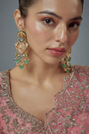 Saadgi Gold Plated Multicolored Kundan, Polki Womens Pair of Danglers Earrings