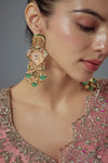 Saadgi Gold Plated Multicolored Kundan, Polki Womens Pair of Danglers Earrings