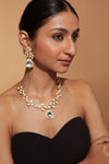 Gold Plated Kundan Studded Necklace & Dangle Earrings Set