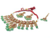Gold Plated Multicolored Womens Kundan, Polki Necklace Set with Pair of Earrings & Maangtikka
