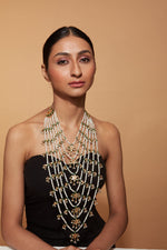 Gold Plated Kundan & Beads Multi Layered Necklace