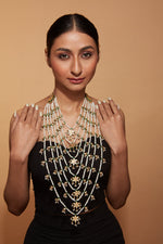 Gold Plated Kundan & Beads Multi Layered Necklace