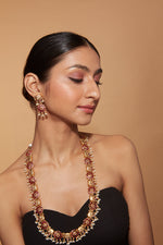 Gold Plated Floral With Animal Design Long Necklace & Dangle Earring Set