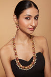 Gold Plated Floral With Animal Design Long Necklace & Dangle Earring Set