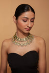 Gold Plated Meenakari Kundan Dangle Necklace & Chaandbali Earrings Set