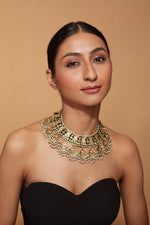 Gold Plated Meenakari Kundan Dangle Necklace & Chaandbali Earrings Set