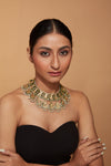 Gold Plated Meenakari Kundan Dangle Necklace & Chaandbali Earrings Set