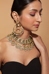 Gold Plated Meenakari Kundan Dangle Necklace & Chaandbali Earrings Set