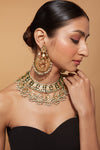 Gold Plated Meenakari Kundan Dangle Necklace & Chaandbali Earrings Set