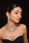 Gold Plated Kundan Polki Studded Choker Necklace & Dangle Earrings Set