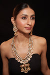 Gold Plated Kundan Polki Long Necklace & Dangle Earrings Set