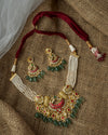 Gold Plated Multicolored Womens Kundan, Polki Necklace Set with Pair of Earrings