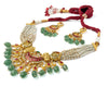 Gold Plated Multicolored Womens Kundan, Polki Necklace Set with Pair of Earrings