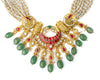 Gold Plated Multicolored Womens Kundan, Polki Necklace Set with Pair of Earrings