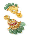 Gold Plated Multicolored Womens Kundan, Polki Necklace Set with Pair of Earrings