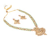 Isvaraah 2.0 Gold Plated Green Long Necklace Set with Pair of Earrings