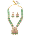 Isvaraah 2.0 Gold Plated Green Long Necklace Set with Pair of Earrings