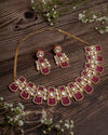 Isvaraah 2.0 Gold Plated Pink Choker Necklace Set with Pair of Earrings