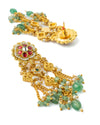 Gold Plated Green Womens Kundan, Polki Necklace Set with Pair of Earrings