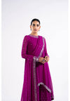 Pop Wine Asymetrical Kurta Set With Dupatta