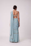 POWDER BLUE MULTI TIER SAREE SET