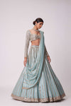 POWDER BLUE LINEAR EMBROIDERED LEHENGA SET