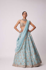 POWDER BLUE ORGANZA SEQUIN EMBROIDERED LEHENGA SET