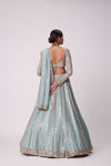 POWDER BLUE ORGANZA SEQUIN EMBROIDERED LEHENGA SET