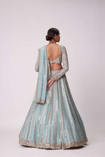 POWDER BLUE ORGANZA SEQUIN EMBROIDERED LEHENGA SET