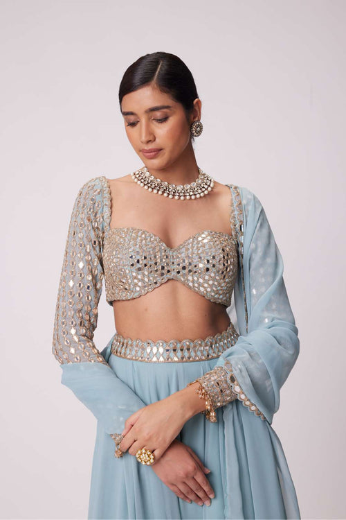 POWDER BLUE LEHENGA PANTS SET