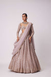 ASH PINK FLOWER EMBROIDERED LEHENGA SET