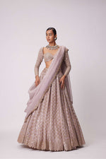 ASH PINK FLOWER EMBROIDERED LEHENGA SET