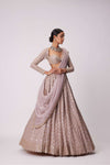 ASH PINK FLOWER EMBROIDERED LEHENGA SET