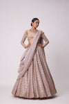 ASH PINK FLOWER EMBROIDERED LEHENGA SET