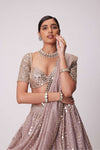 ASH PINK SEQUIN EMBROIDERED LEHENGA SET