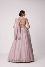 ASH PINK MIRROR HAND EMBROIDERED LEHENGA SET