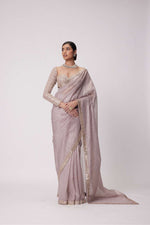 ASH PINK HAND EMBROIDERED ORGANZA SAREE SET