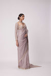 ASH PINK HAND EMBROIDERED ORGANZA SAREE SET