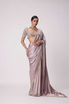 ASH PINK SATIN SAREE SET