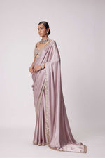 ASH PINK SATIN SAREE SET