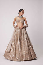 LIGHT BEIGE HAND EMBROIDERED LEHENGA SET