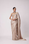 LIGHT BEIGE SATIN SAREE SET