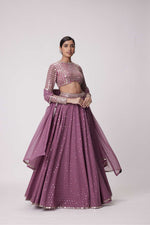 MUD  MAUVE HAND EMBROIDERED LEHENGA PANTS SET