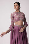 MUD  MAUVE HAND EMBROIDERED LEHENGA PANTS SET