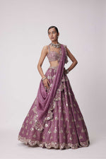 MUD  MAUVE SEQUIN EMBROIDERED LEHENGA SET