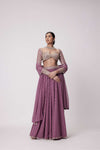 MUD  MAUVE MIRROR EMBROIDERED LEHENGA PANTS SET