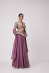 MUD  MAUVE MIRROR EMBROIDERED LEHENGA PANTS SET